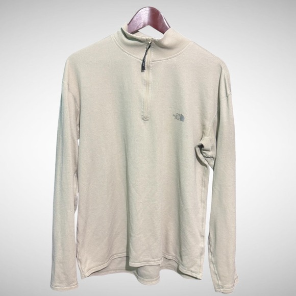 The North Face Other - Vintage The North face hoodie Mens Medium 1/4 Zip Solid beige polartec stained